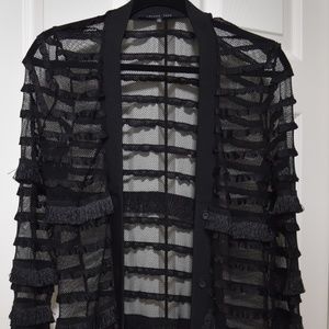 Ruffled and Tulle Long Cardigan